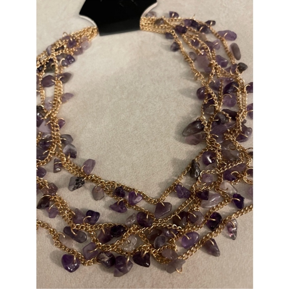 Gold and Purple Beaded Necklace